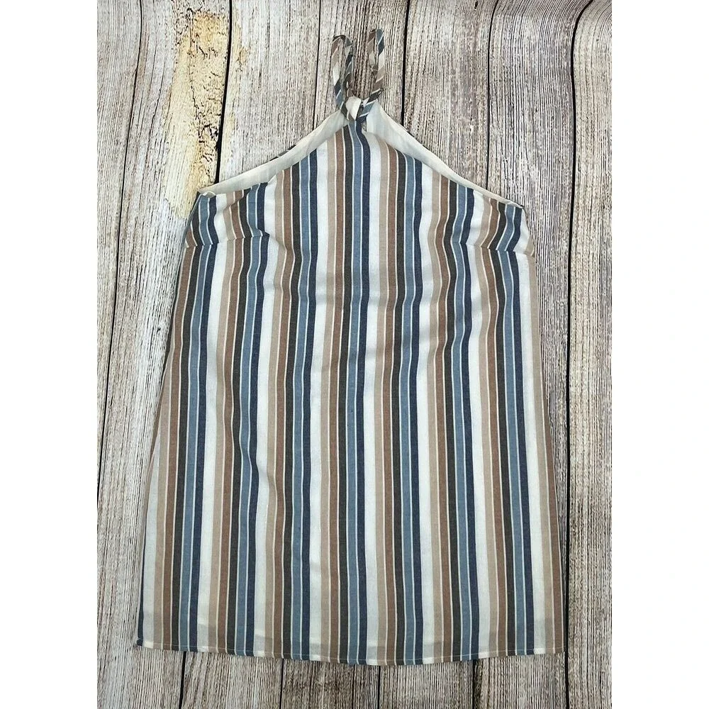 Le Lis Cassidy Stripe Halter Neck Dress Size Small Blue Taupe NWT‎